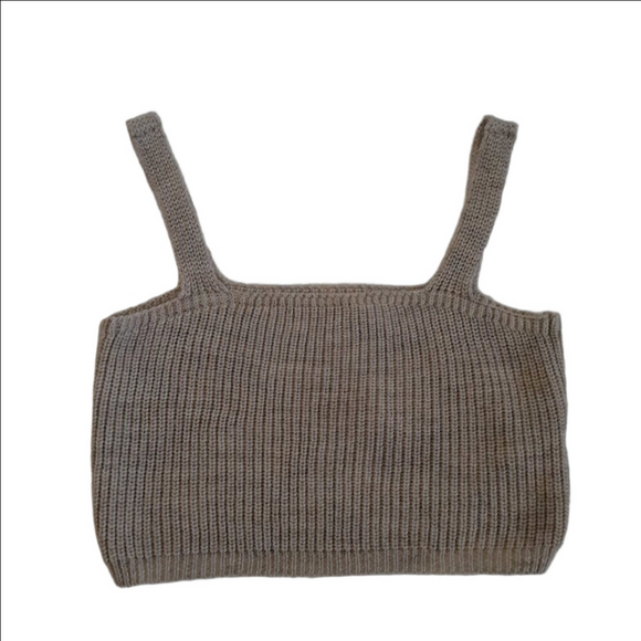 Anthropologie NWT Women's Size S Gray Brown Knit Sweater Cropped Cozy Tank Top - Picture 2 of 11